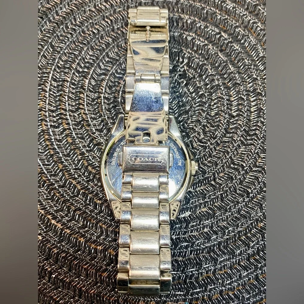 Coach Silver-Tone‎ Mother of Pearl Crystal Bezel Watch